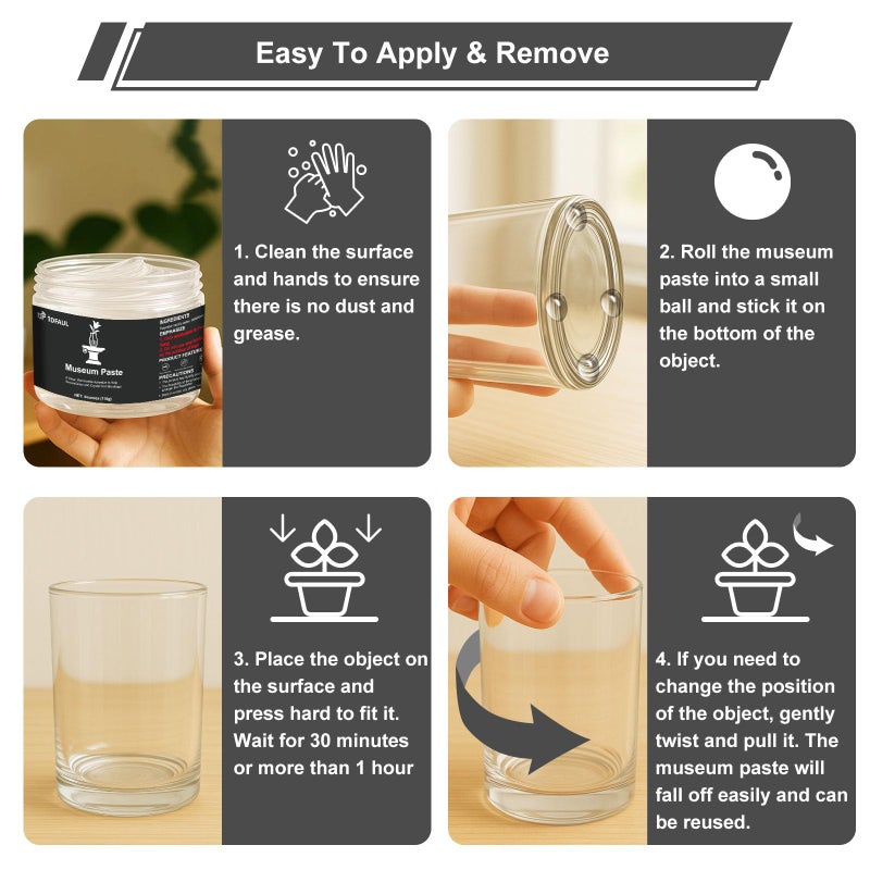 1DFAUL 4 oz Exhibits Fixing Gel for Museum, Removable Clear Museum Paste Putty Wax, Reusable & No Residue, Fixed Collection Artifacts and Decorations to Prevent Vibration, Falling - Image 5