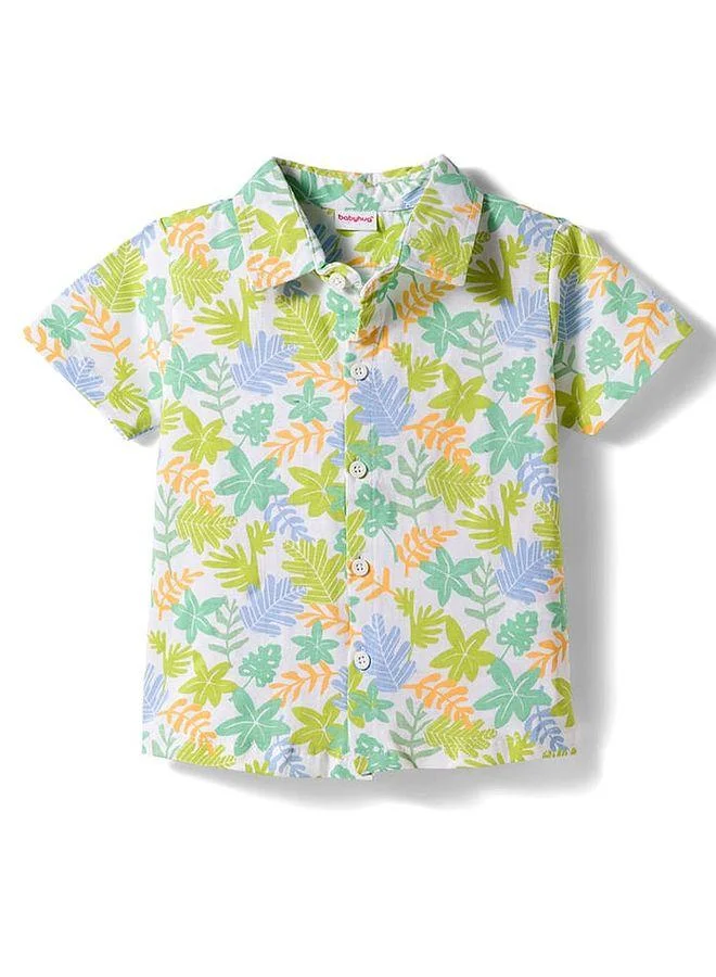 Babyhug Babyhug Single Jersey Knit Half Sleeves Floral Printed Shirt & Shorts Set - Multicolor