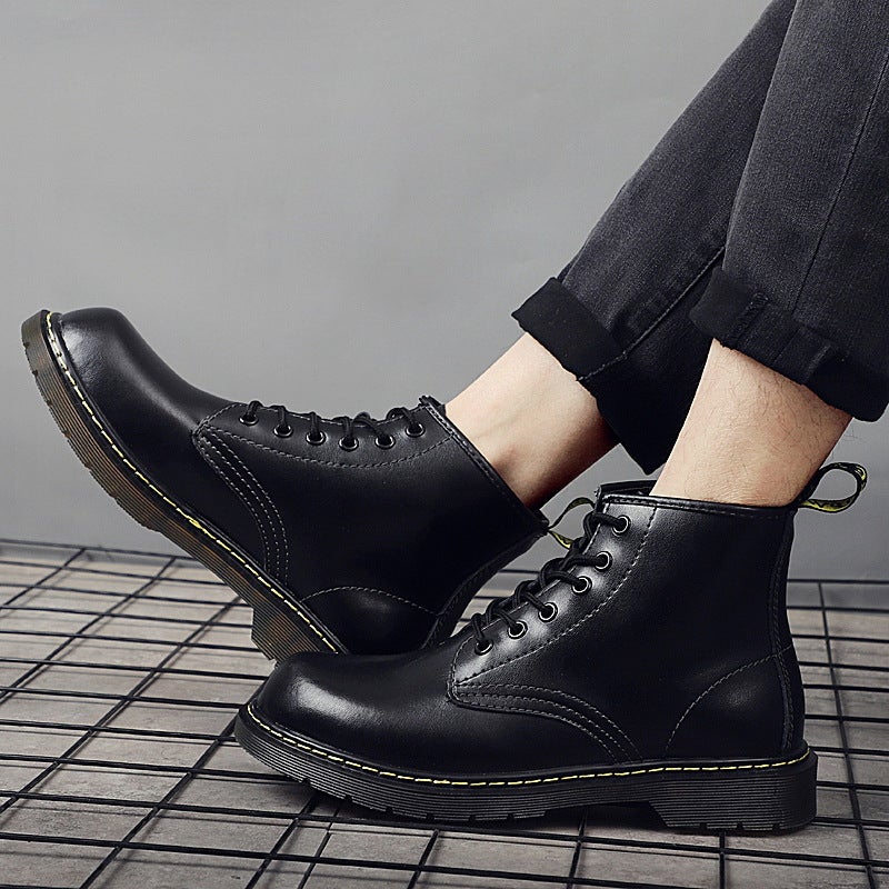 1465 Boys Six-Hole Martins Boots Cowhide Korean Style Street All-Match Trendy Boots Non-Slip Platform Knight Boots Mature Style - Image 4