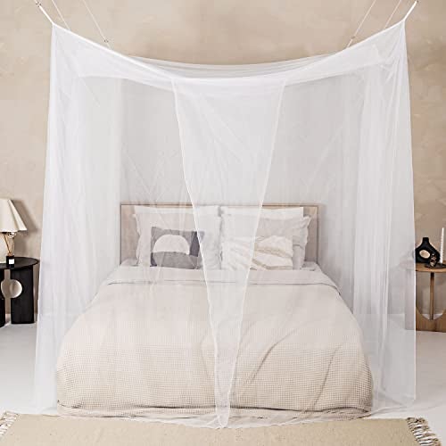 Universal Backpackers Mosquito Net for Single to King-Sized Beds – 4 Side Openings & 6 Hanging Loops – Decorative Rectangular Shape for Home & Travel – Bed Canopy Hanging Kit & Carrying Bag Included - Image 3