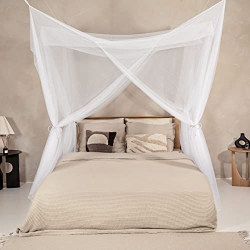 Universal Backpackers Mosquito Net for Single to King-Sized Beds – 4 Side Openings & 6 Hanging Loops – Decorative Rectangular Shape for Home & Travel – Bed Canopy Hanging Kit & Carrying Bag Included - Image 1