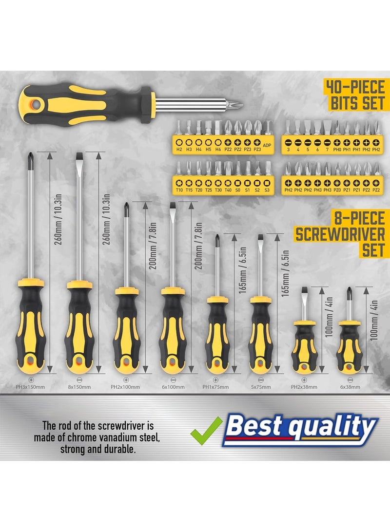LOOPITYS Magnetic Screwdrivers Set with Case, 72-piece Includs Slotted, Phillips, Hex, Square, Pozidriv,Torx Bits and Insulated Screwdriver Set (1000V), Tools for Men - Image 3