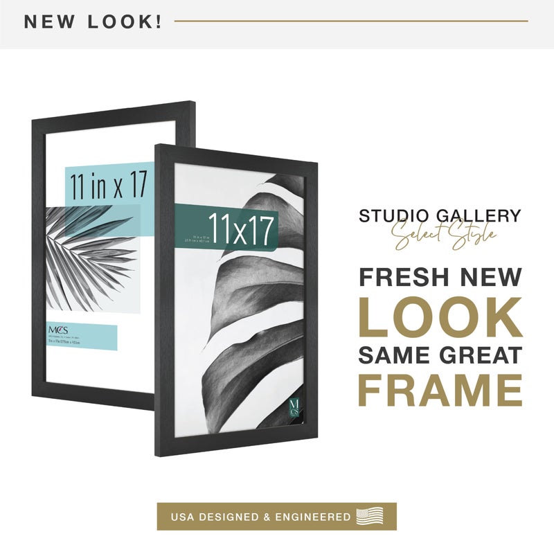 أم سي أس MCS Studio Gallery 11x17 Picture Frame Black Woodgrain Rectangle Photo Frame For Photo Photo Posts & Art Prints (1 pack) - Image 2