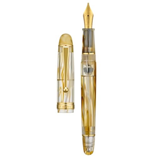 Asvine V126 Vacuum Filling Fountain Pen Brown Swirl Acrylic Stub Nib 11mm Calligraphy Art Drawing with Case Set - Image 1