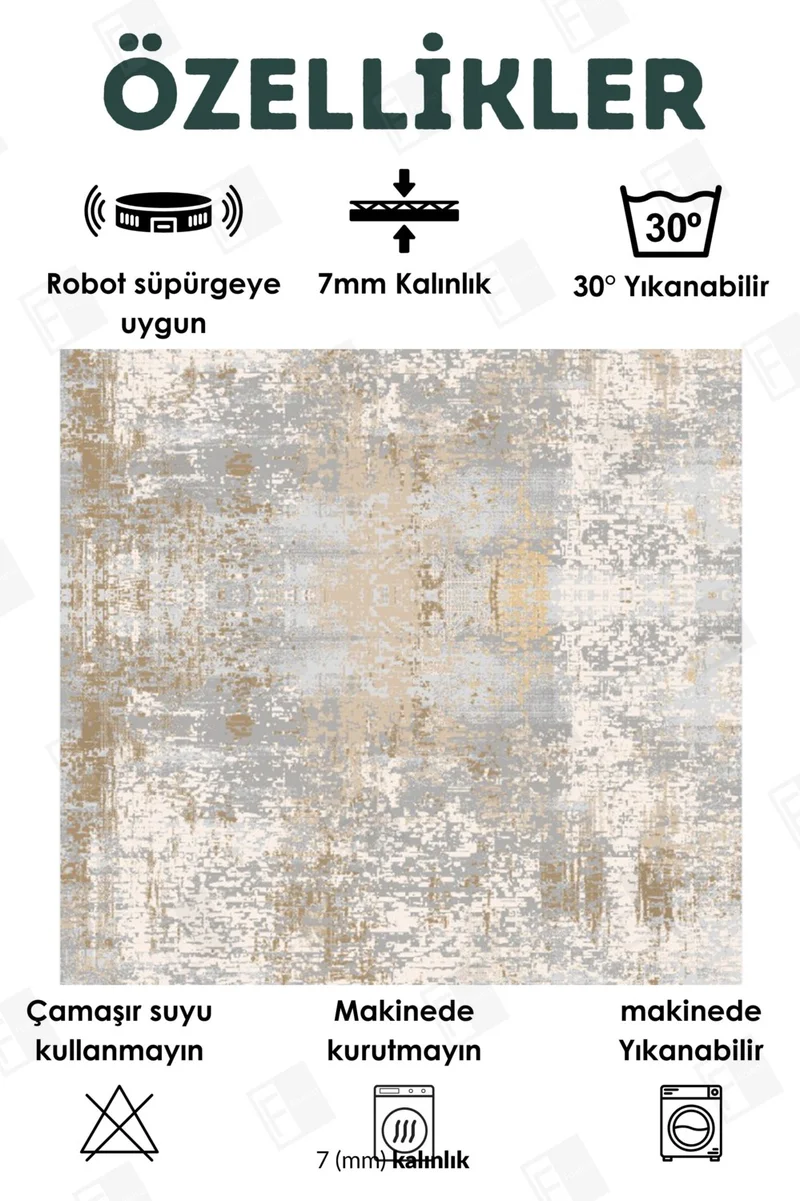 فايند Cutting Carpet Machine Washable Non-Slip Base Stain-Proof Kitchen Carpet Living Room Floor Mat Beige