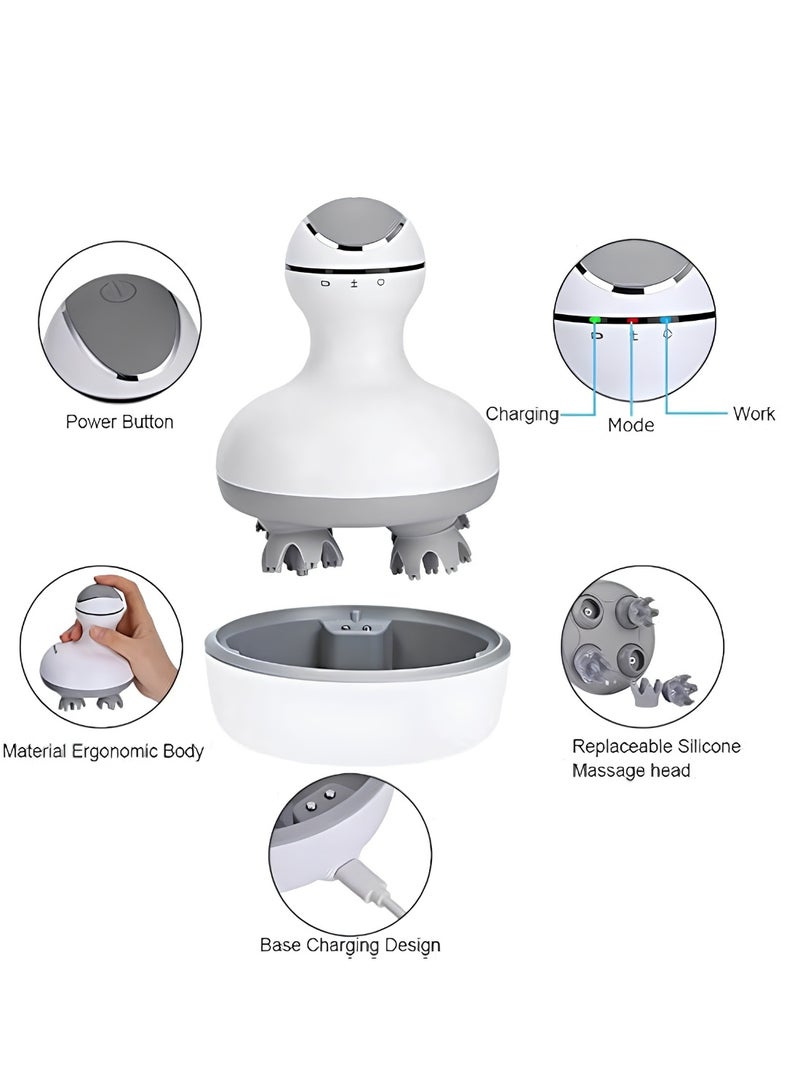 Electric Scalp Massager for Hair Growth Waterproof Handheld Head Massager with Replaceable Silicone Nodes Rechargeable Body Massage Tool for Stress Relief Deep Cleansing Hair Scrubber - Image 2