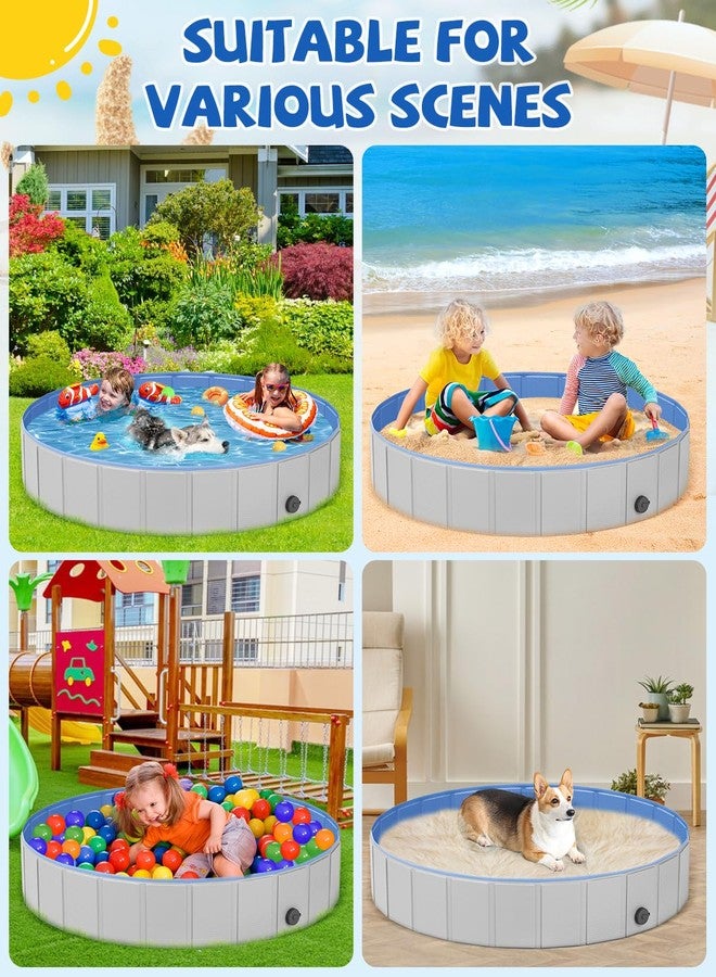 YSJILIDE Portable Dog Pool PVC Pet Swimming Pool Bathtub Collapsible Dog Pool, Hard Plastic Pool for Pets to Swim and Bath (S-32" x 8" Light Grey) - Image 5