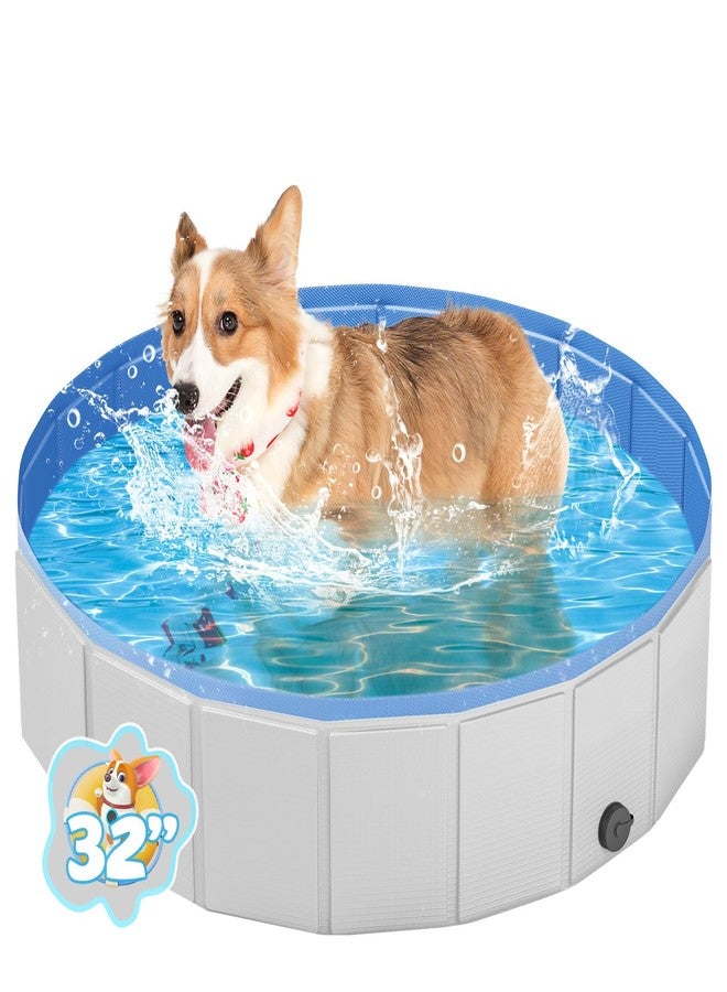 YSJILIDE Portable Dog Pool PVC Pet Swimming Pool Bathtub Collapsible Dog Pool, Hard Plastic Pool for Pets to Swim and Bath (S-32" x 8" Light Grey) - Image 1