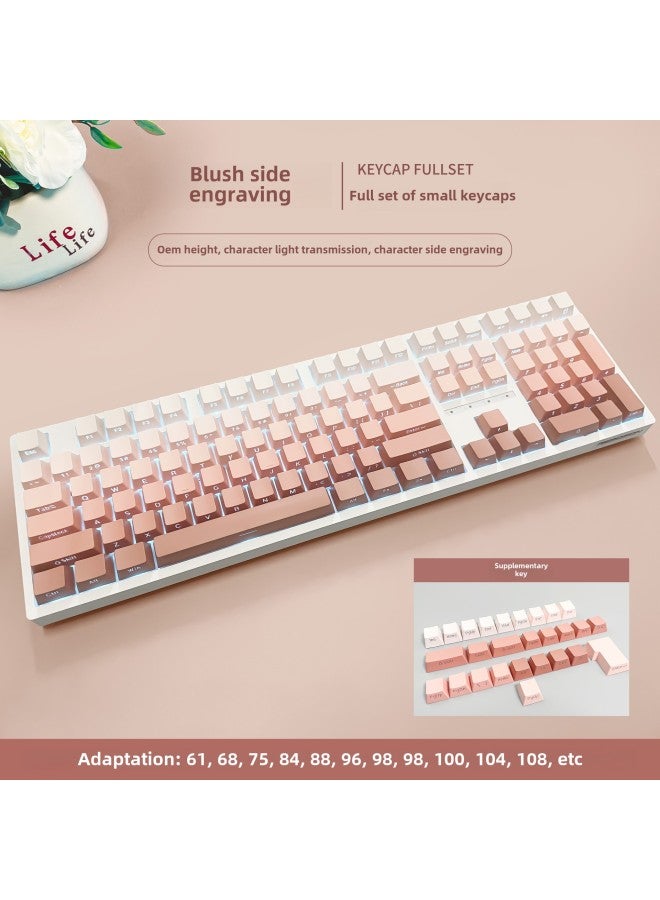 Extreme Day Dust Bean Sand Matcha O EM Height Side Engraved Transparent PBT Mechanical Keyboard Keycap-Color:Blush  Gradient--boxed| Small Complete Set, Oem Height  - Image 1