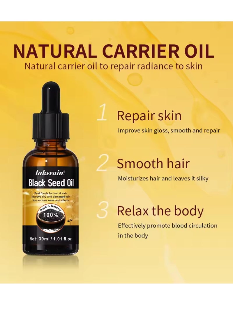lakerain Black Seed Oil for Hair Growth 100% Pure and Natural Organic Black Seed Oil for Hair Growth and Skin Care Moisturize Hair and Skin Repair Dry and Damaged Hair Strengthen Hair Oil 30ml - Image 5
