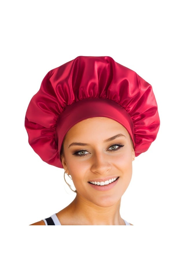 2Pcs Oversize Silk Satin Hair Bonnet for Sleeping, Sleep Bonnet with Elastic Soft Band,Sleep Bonnet Sleep Cap for Hair Curly Hair Sleeping Natural Hair - Image 2