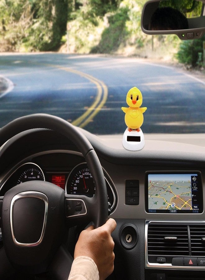 aoukoslt Yellow Solar Powered Dancing Chick, Solar Bobblehead Chicken, Solar-Powered Car Charm, Cartoon Bobble Head Chick Ornaments Figures for Car Dashboard, Bobbleheads for Car Dashboard, Decorations - Image 3
