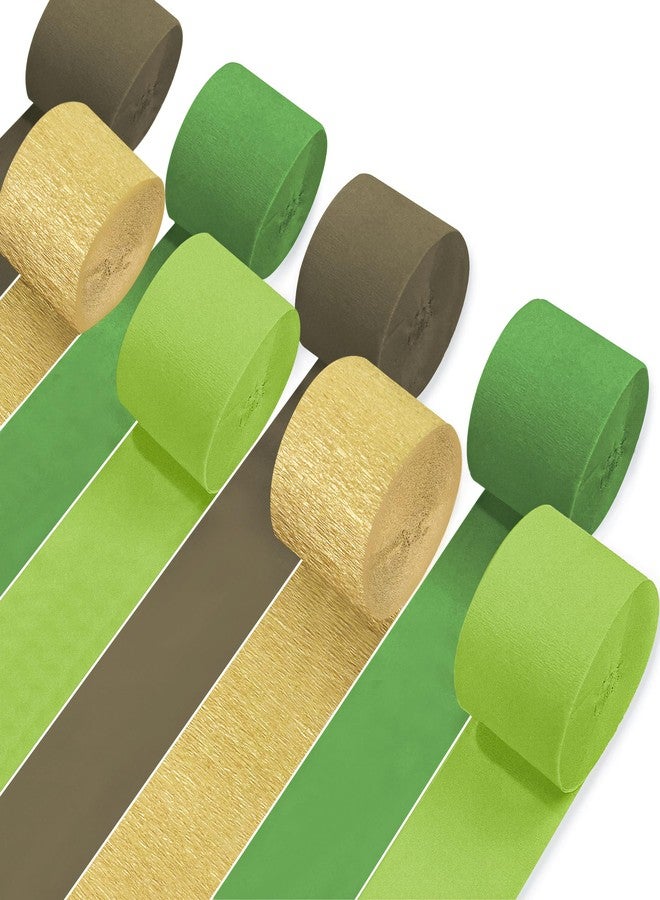 UNIIDECO 8 Rolls Crepe Paper Streamers, Woodland Streamers Party Decorations for Baby Shower Bridal Shower Wedding Safari Jungle Dinosaur Themed Birthday Christmas Decorations - Image 1