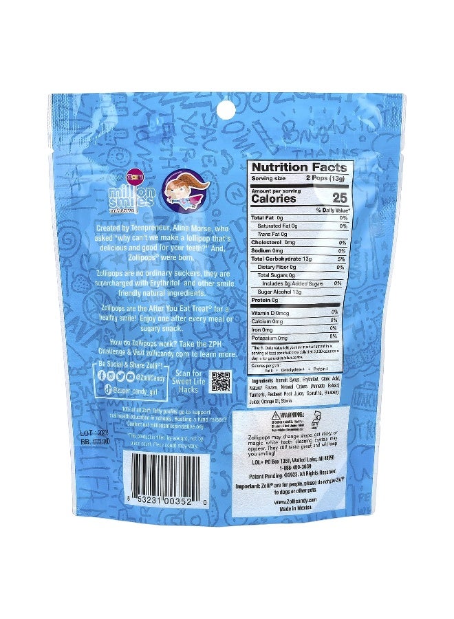 ZOLLIPOPS Zollipops, The Clean Teeth Pops, Delicious Fruit Flavors , Approx. 14 Pieces, 3.1 oz (88 g) - Image 2