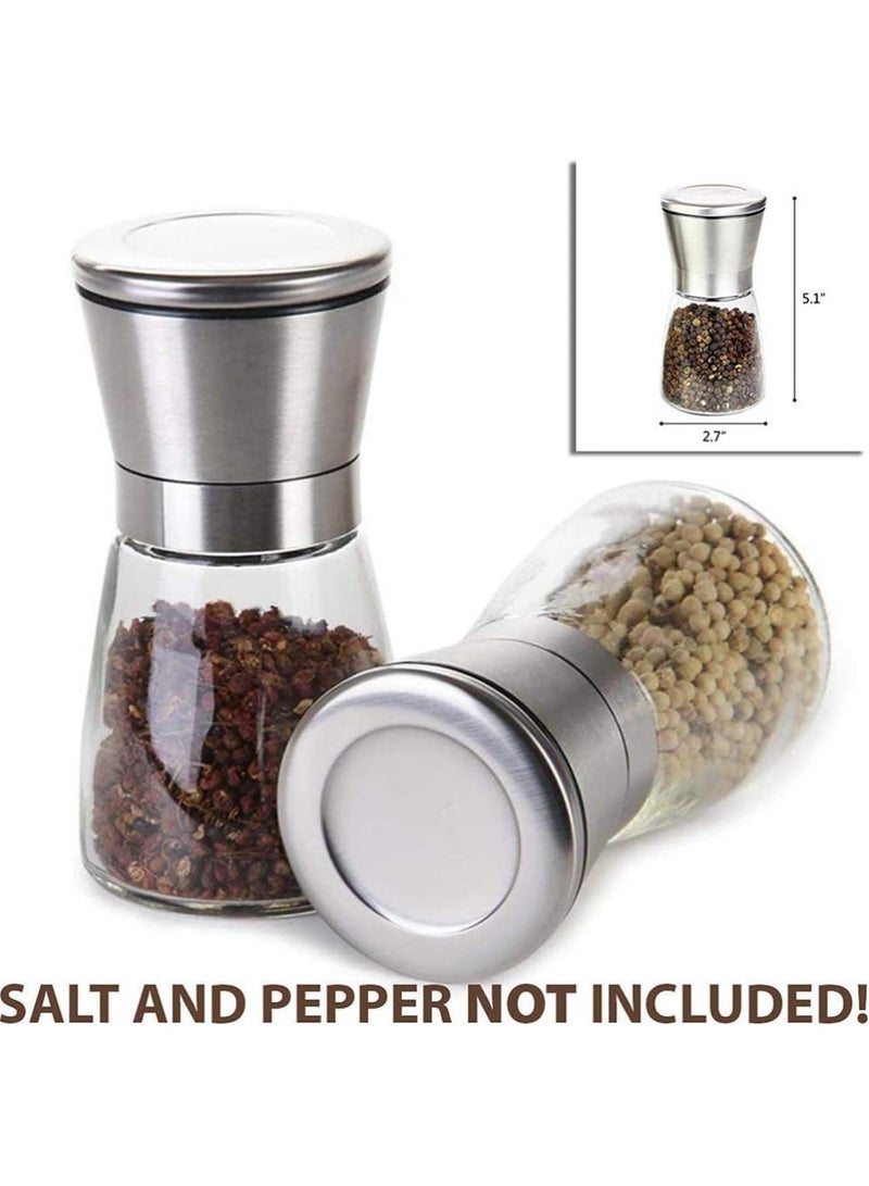 180ml Modern Stainless Steel Glass Salt Pepper Spice Grinder Bottle  Special Agitator for Seasonings Such As Salt and Pepper, Adjustable Thickness with Glass Body, Premium Brushed Stainless Steel, Best Spice Grinder - Image 5