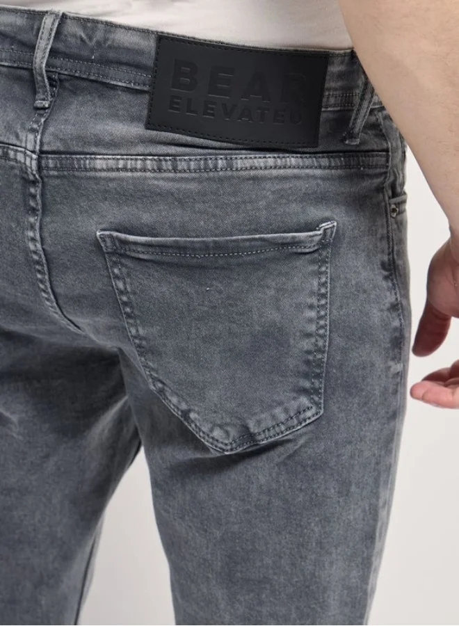 THE BEAR HOUSE Men's Stylish Grey Jeans with Comfortable Stretch and Skinny Fit Classic Comfort With Modern Style, Perfect For Everyday Casual Looks And Effortless Streetwear Vibes