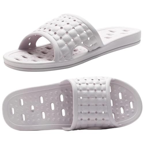 MUQGAOP Quick Drying Shower Slippers nonslip Bathroom Slippers Drain Holes Shower Shoes for Women and Men Dorm pool gym Purple EU 4041 - Image 3