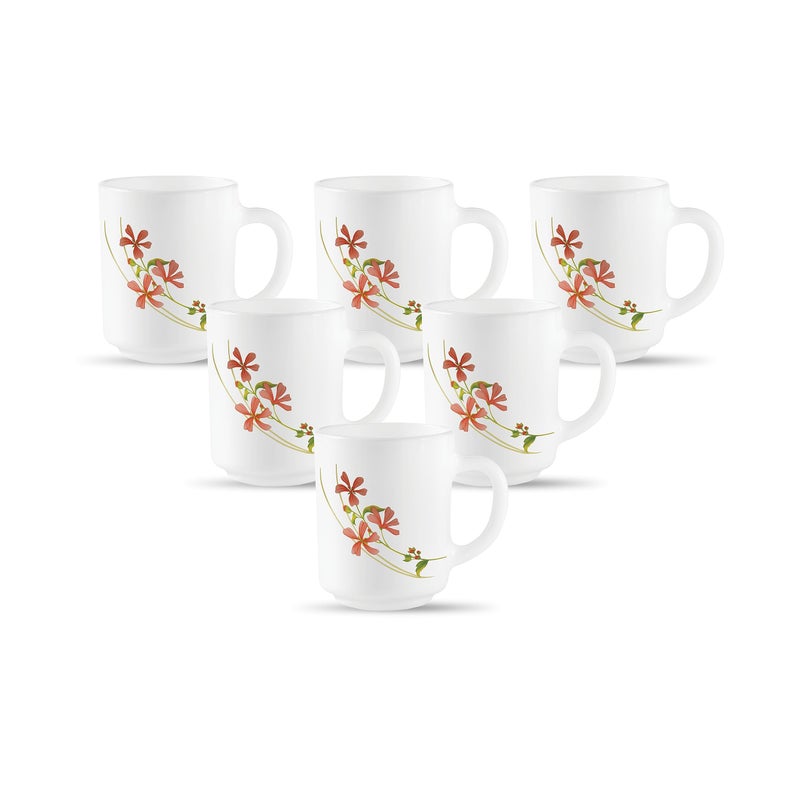 La Opala, Novo Collection Opal Glass Crockery | Coffee Mug Grace Medium, Set of 6 | Coral Charm, 250 ml | for Tea & Coffee | Microwave Safe | 100% Vegetarian | Extra Strong | Super Light & White - Image 5
