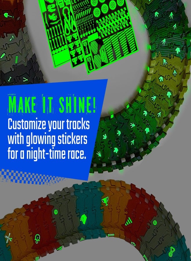 JitteryGit Extra 72 Track Pieces & 3 Glow Sticker Sheets Pack - Expand Your Racetrack Fun! Build Bigger, Race Faster, and Shine Brighter! - Image 2