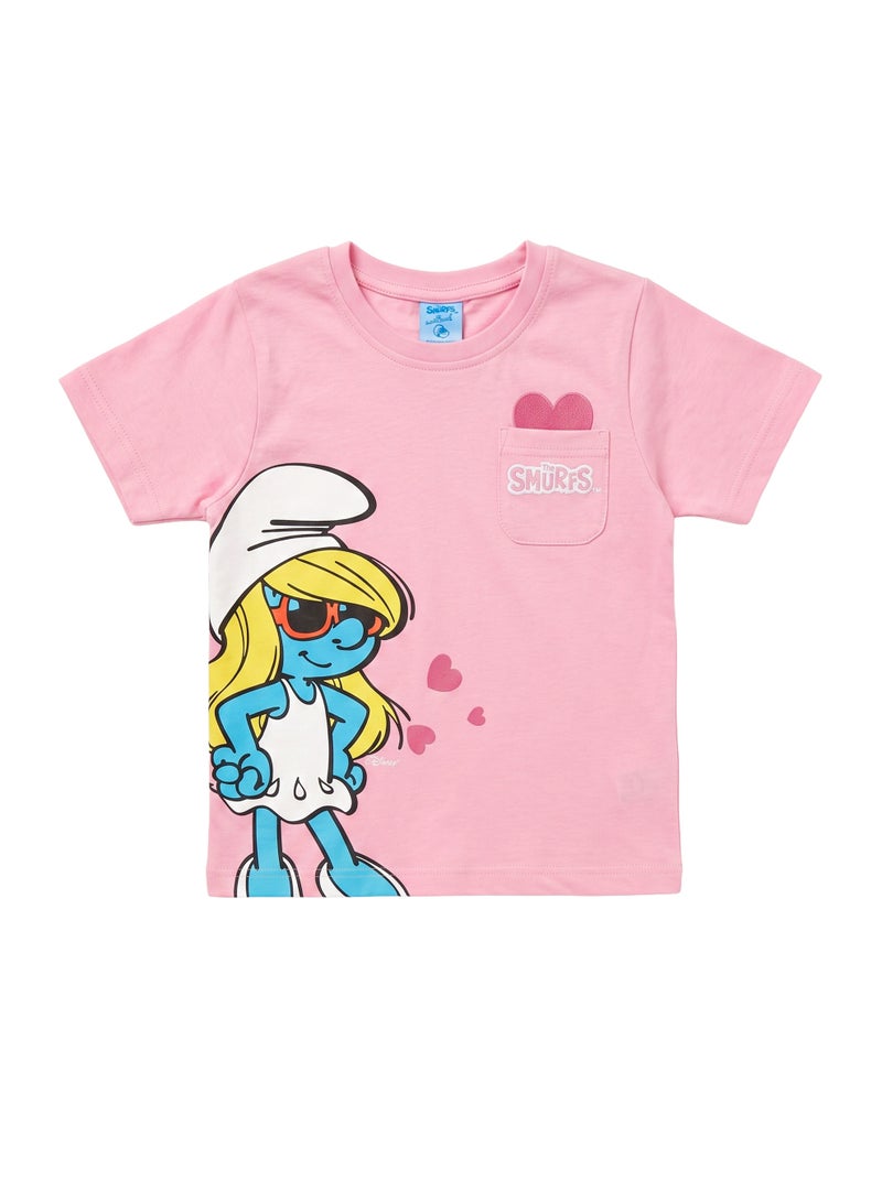 Trucare The Smurfs Smurfette Graphic T-Shirt for Girls | Character Print Pocket Detail Casual Tee - Image 5