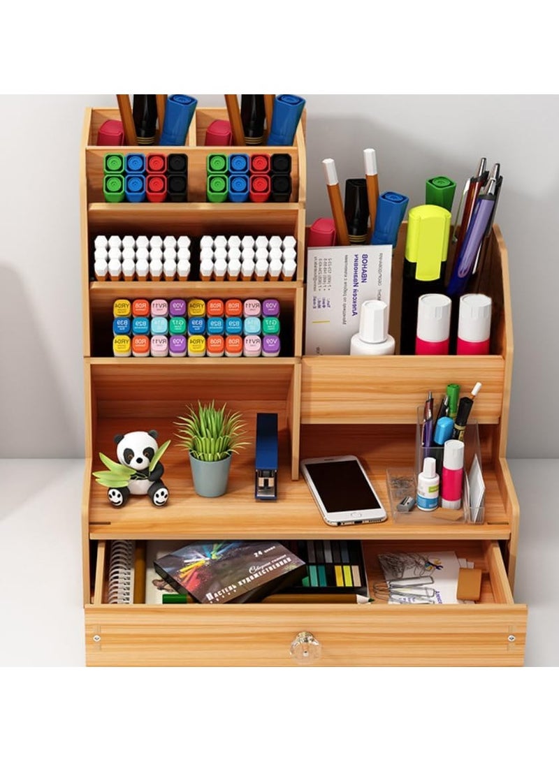 منظم مكتب وحامل اقلام للمكتب ودرج واحد للمنزل والمكتب والمدرسة والفصول الدراسية (بيج) - Image 3