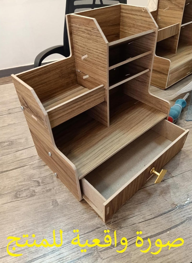 منظم مكتب وحامل اقلام للمكتب ودرج واحد للمنزل والمكتب والمدرسة والفصول الدراسية (بيج) - Image 2