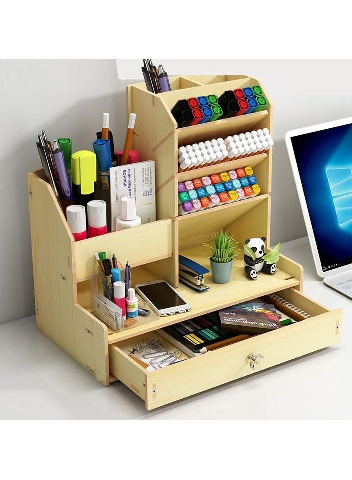 منظم مكتب وحامل اقلام للمكتب ودرج واحد للمنزل والمكتب والمدرسة والفصول الدراسية (بيج) - Image 1