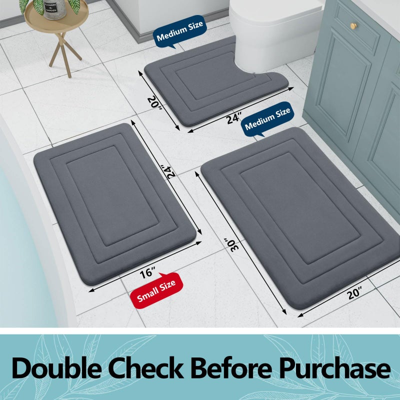 Arotive Memory Foam Bathroom Rug Mat 30x20, Ultra Soft and Absorbent Bath Mat, Machine Wash Dry, Comfortable Bath Rug Carpet for Bathroom Floor, Tub and Shower, Dark Grey - Image 5