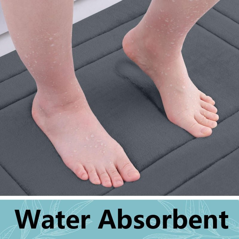 Arotive Memory Foam Bathroom Rug Mat 30x20, Ultra Soft and Absorbent Bath Mat, Machine Wash Dry, Comfortable Bath Rug Carpet for Bathroom Floor, Tub and Shower, Dark Grey - Image 4