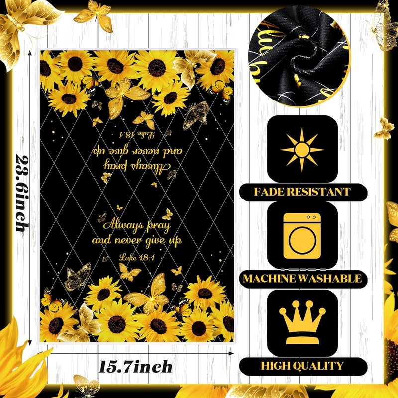 Bencailor 4 Pcs Sunflower Kitchen Towels Butterfly Flower Hand Dish Towels Black Yellow Floral Fast Drying Absorbent Decor Housewarming Gift for Holiday Cooking Kitchen Bathroom - Image 3
