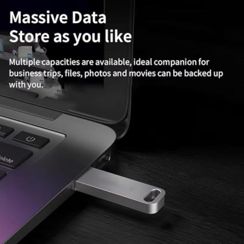128 GB USB 3.1 Flash Drive for photos/videos/documents, waterproof silver gray metal high-speed memory stick - Image 2
