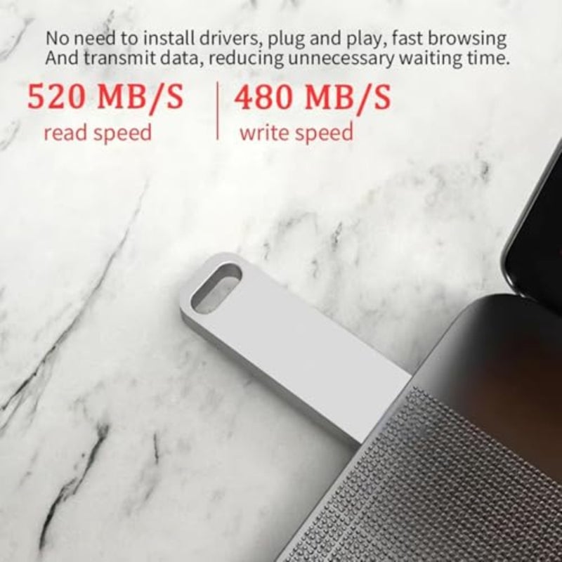 128 GB USB 3.1 Flash Drive for photos/videos/documents, waterproof silver gray metal high-speed memory stick - Image 4