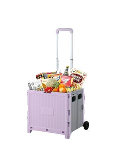 Home Smart Home Smart Foldable Storage Shopping Cart Multifunctional Storage Cart Portable And Lightweight For Groceries Travel Picnic Camping Office Classic Edition (Pink)  - Image 1