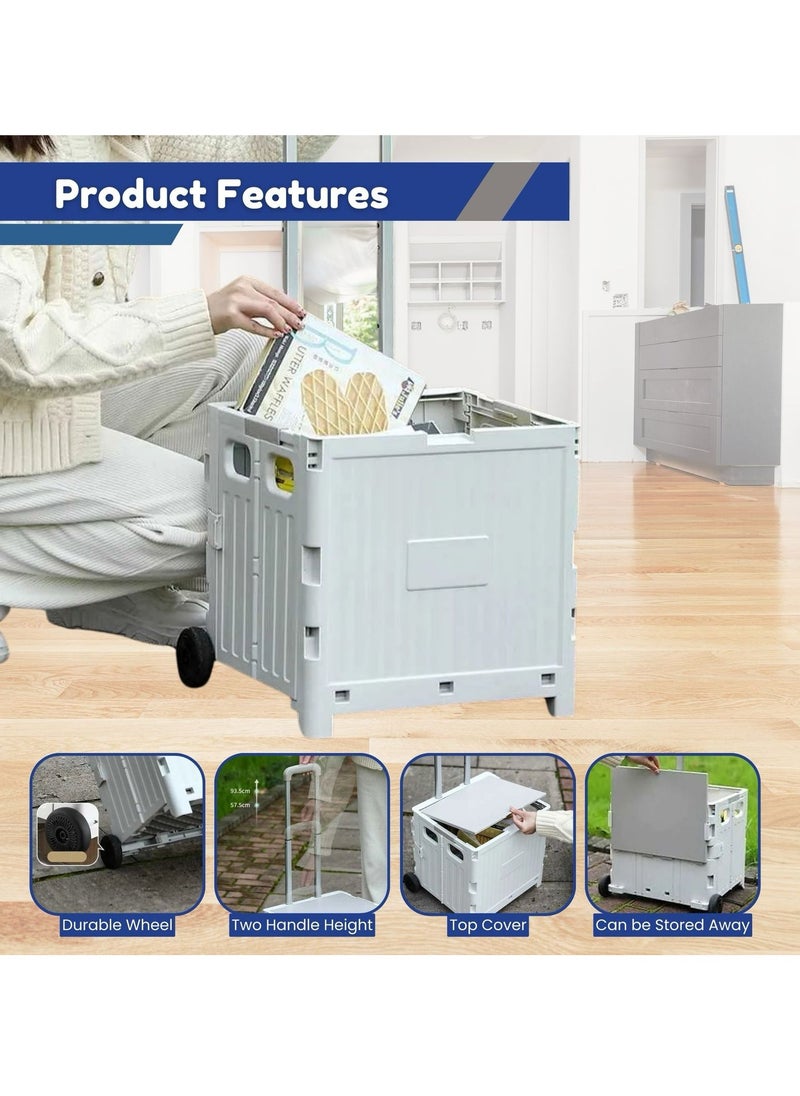 Home Smart Home Smart Foldable Storage Shopping Cart Multifunctional Storage Cart Portable And Lightweight For Groceries Travel Picnic Camping Office Classic Edition (Pink)  - Image 4