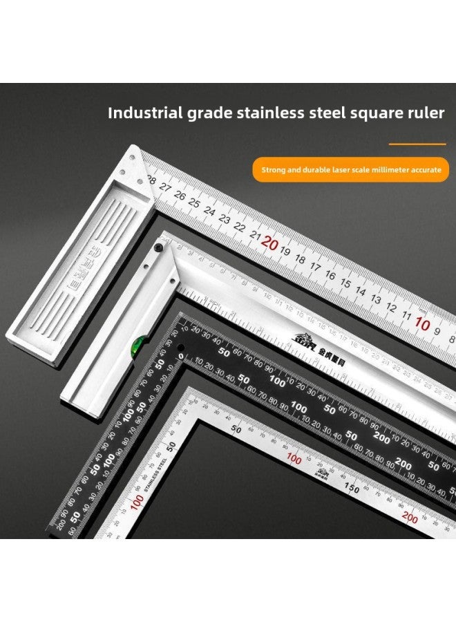Angle Ruler Woodworking Ruler 45 Degree 90 Degree Straight Angle Ruler Steel Plate Ruler L-shaped Turn Ruler With Water-Model:Collect And Follow For Priority Delivery - Image 2