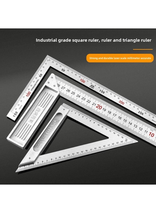 Angle Ruler Woodworking Ruler 45 Degree 90 Degree Straight Angle Ruler Steel Plate Ruler L-shaped Turn Ruler With Water-Model:Collect And Follow For Priority Delivery - Image 1