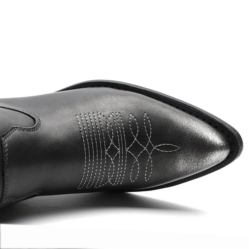 GLOBALWIN Women's Brushed Silver Cowboy Boots For Women Embroidered Knee High Boots Western Cowgirl Boots 7M - Image 2