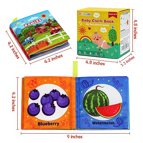 Dr.Rapeti DrRapeti Soft Cloth Books Baby Books Bath Books 6Pack for Baby Infant Toddler Kids Crinkle Squeaky Washable Chewable NonToxic Early Educational Giftable - Image 5