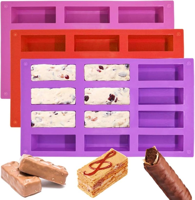 Moldberry Silicone Protein Bar Mold – 12 Cavity Medium Narrow Rectangle Energy Bar Maker for Caramel, Muffins, Brownies, Cornbread, Cheesecake, Soap, Butter – Non-Stick Bakeware Mould (1 Pack) - Image 3