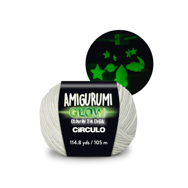 CÃRCULO CIRCULO Glow in Dark Fingering Yarn 100 Polyester 1148 yds 105 m 176 oz  50 g Ball Pack of 1 Green