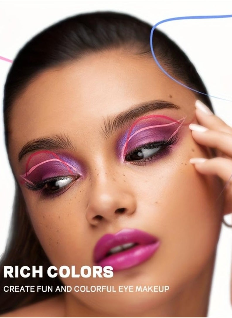 pudaier - Color Eyeliner Liquid Eyeliner Pen Quick Drying Easy to Color Glitter and Matte Precision Fine Tip Eye Liner Makeup No Flaking No Smudging Waterproof and Long Lasting Eyeliner Pencil Blue 17 - Image 1