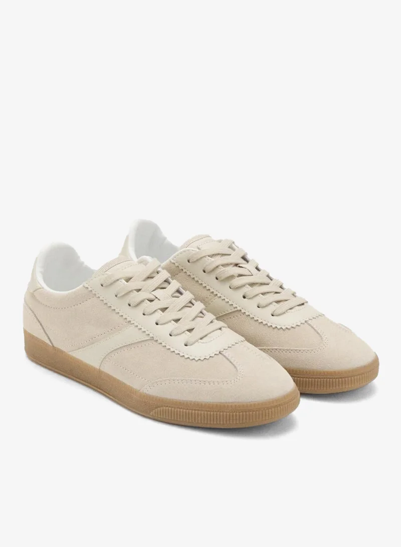 MANGO Leather mixed sneakers