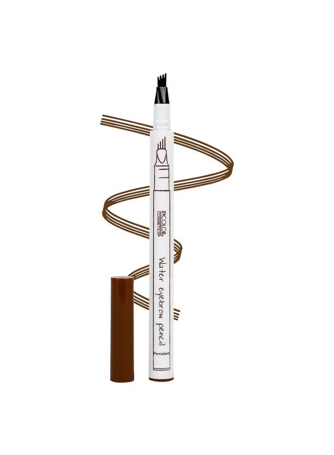 INCOLOR Ic083 4 Forked Long Lasting Fashion Eyebrow Pencil | With Precision Applicator | Micro-Fork Tip, Fine Sketch | Smudge-Proof Long Wear Natural Looking (Brown) - Image 1