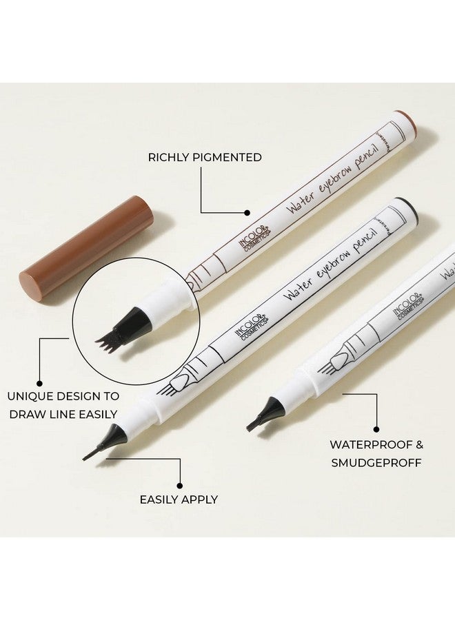 INCOLOR Ic083 4 Forked Long Lasting Fashion Eyebrow Pencil | With Precision Applicator | Micro-Fork Tip, Fine Sketch | Smudge-Proof Long Wear Natural Looking (Brown) - Image 3