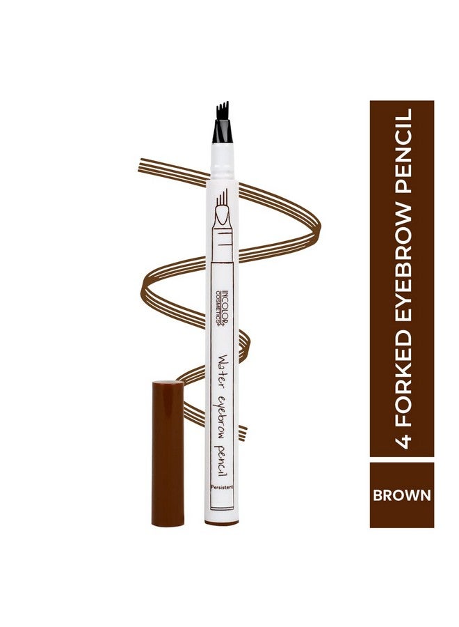 INCOLOR Ic083 4 Forked Long Lasting Fashion Eyebrow Pencil | With Precision Applicator | Micro-Fork Tip, Fine Sketch | Smudge-Proof Long Wear Natural Looking (Brown) - Image 2