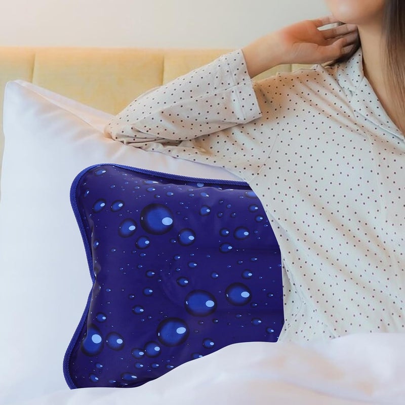 BESTonZON Inflatable Cooling Camping Pillow 55x35cm Dark Blue Water Pattern Waterproof Dual-use Sleep Pillow for Summer Outdoor Travel - Image 4
