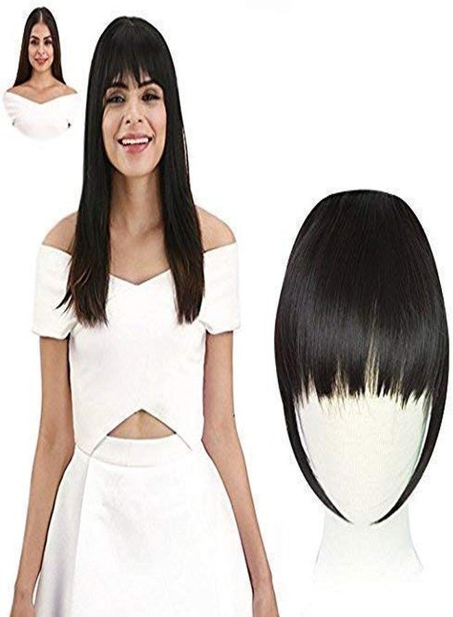 AASA Hair Extension One Piece in Fringe Bangs Hairpiece Synthetic Hair Accessories for Women and Girls Pack of 1 (Clips Fringe, Natural Black Brown) - Image 1