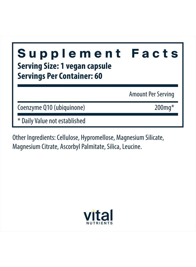 Vital Nutrients CoQ10 200mg | Vegan Supplement | Potent Antioxidant of CoEnzyme Q10 to Support Heart Health and Energy Levels* | Gluten, Dairy and Soy Free | Non-GMO | 60 Capsules - Image 2