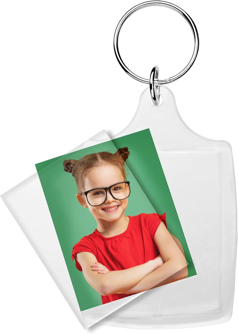 Snapins 1 3/8" x 1 3/4" Acrylic Photo Snap-in Keychain - 25 Pack - Image 1
