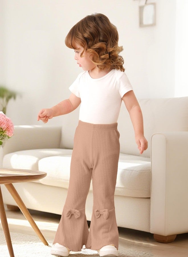 Mioglrie Newborn Baby Girl Pants 3 6 Months Infant Baby Leggings Black Khaki Brown 3 Pack Flare Pants Fall Winter Bell Bottoms 3-6 Month Girl Clothes - Image 2